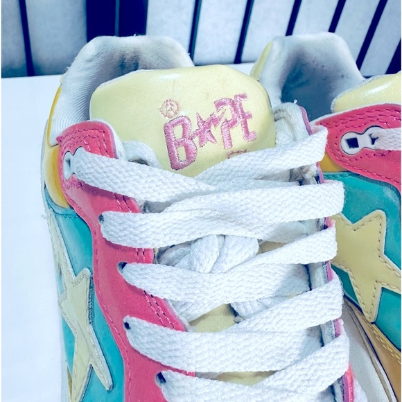 BAPE STA A Bathing Ape RARE Low Sax Glitter Leather Cotton Candy